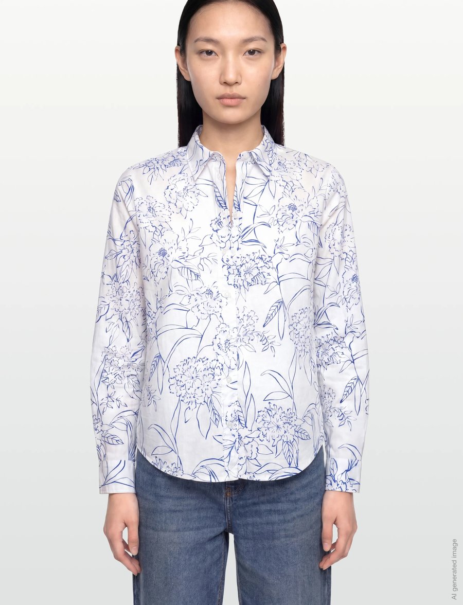 Gant - REG FLORAL PRINT CTN VOILE SHIRT - langärmlige hemden - white - 3