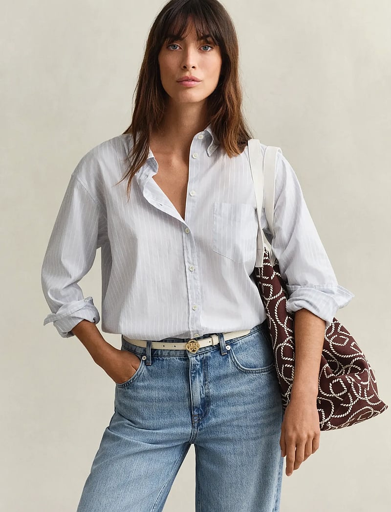 GANT - REL LUXURY OXFORD STRIPE BD SHIRT - langärmlige hemden - light blue - 0