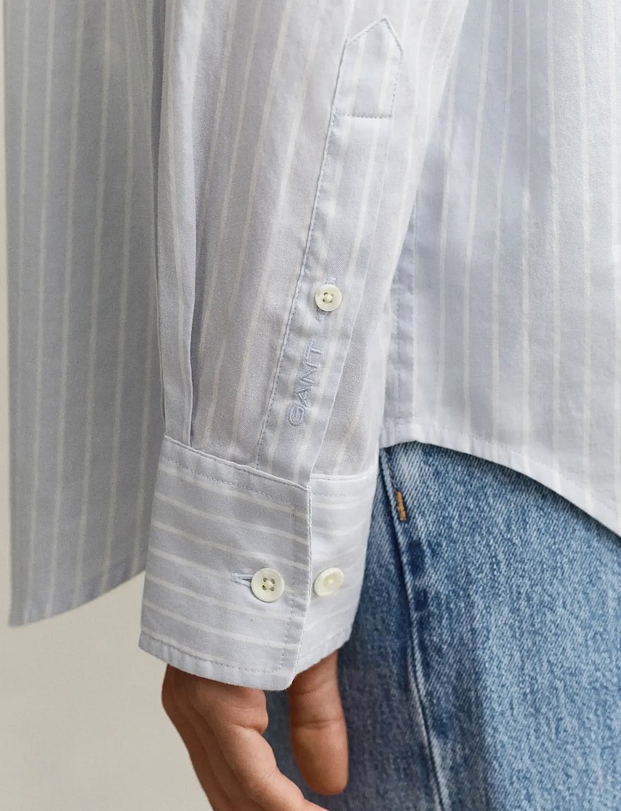 Gant - REL LUXURY OXFORD STRIPE BD SHIRT - langärmlige hemden - light blue - 4