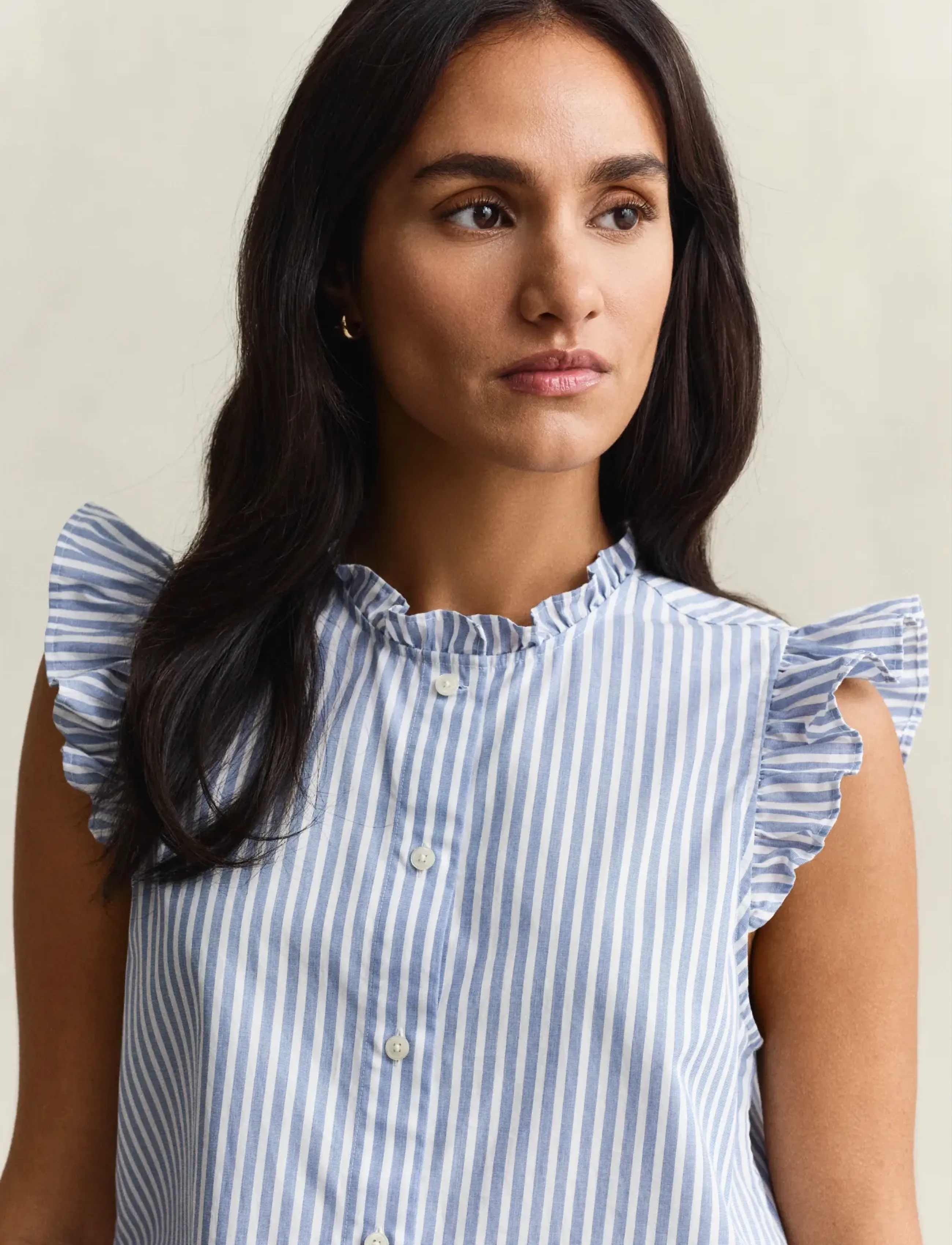 Gant - STRIPE CTN RUFFLE BLOUSE - hydrangea blue - 3