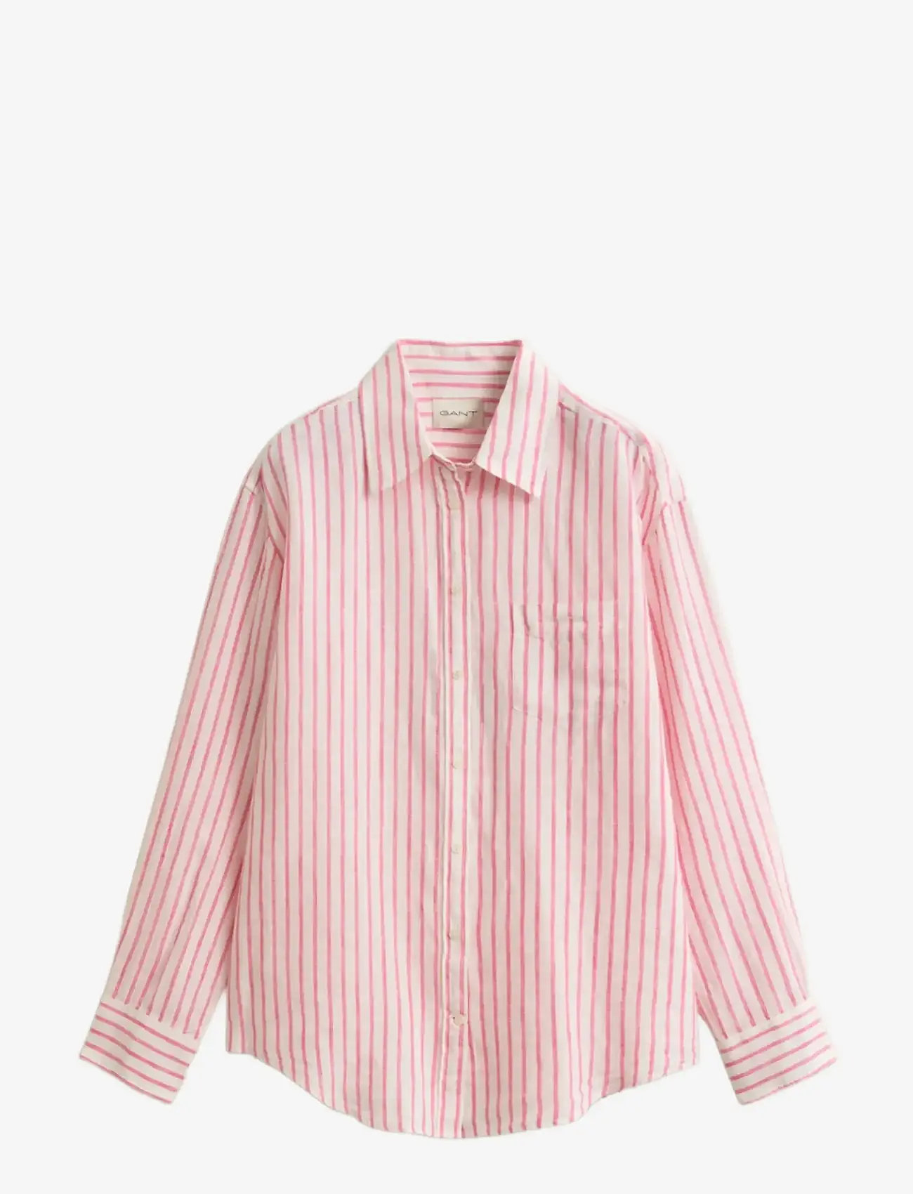 GANT - REL STRIPED LINEN LS SHIRT - langärmlige hemden - bright fuschia - 1