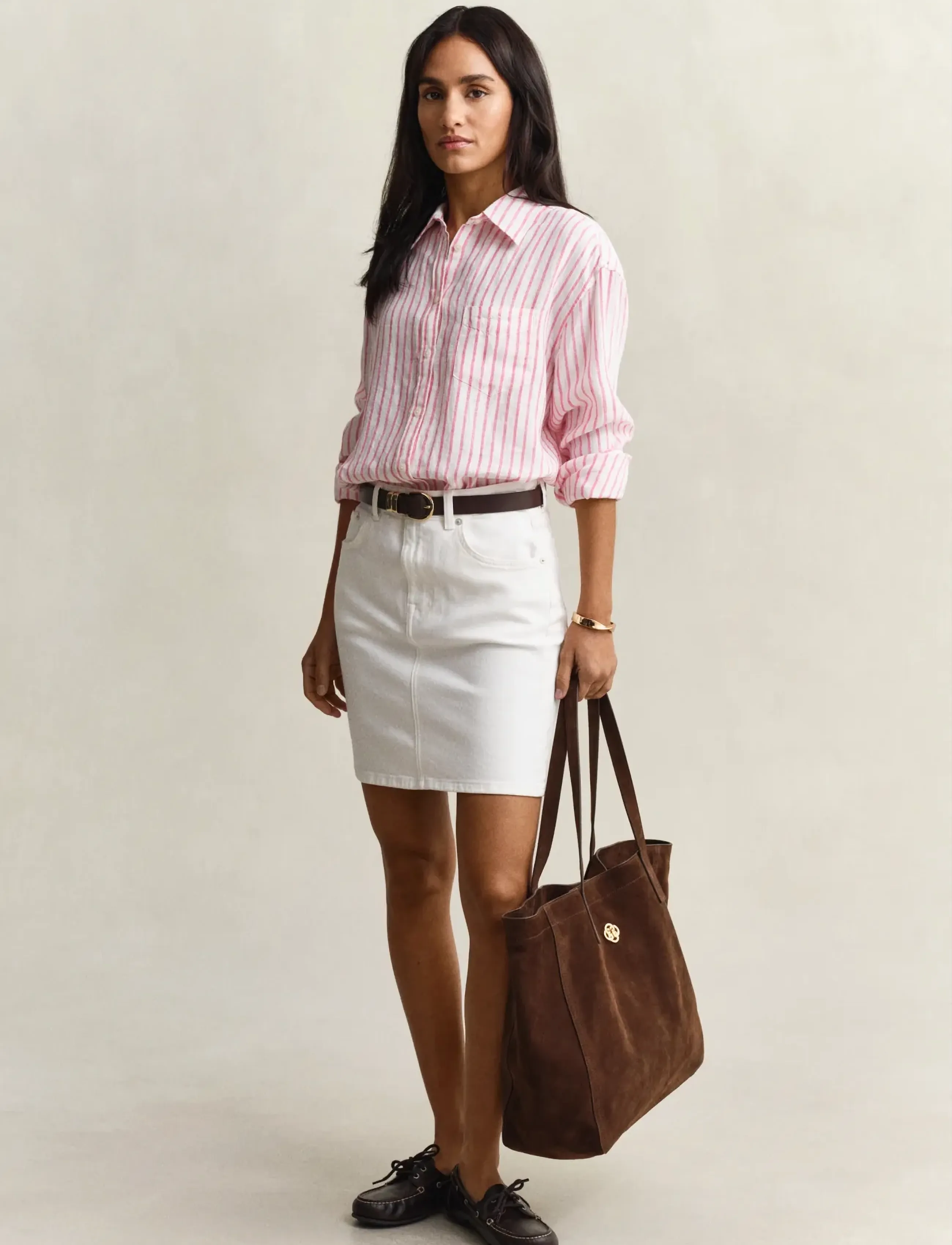 Gant - REL STRIPED LINEN LS SHIRT - chemises à manches longues - bright fuschia - 4