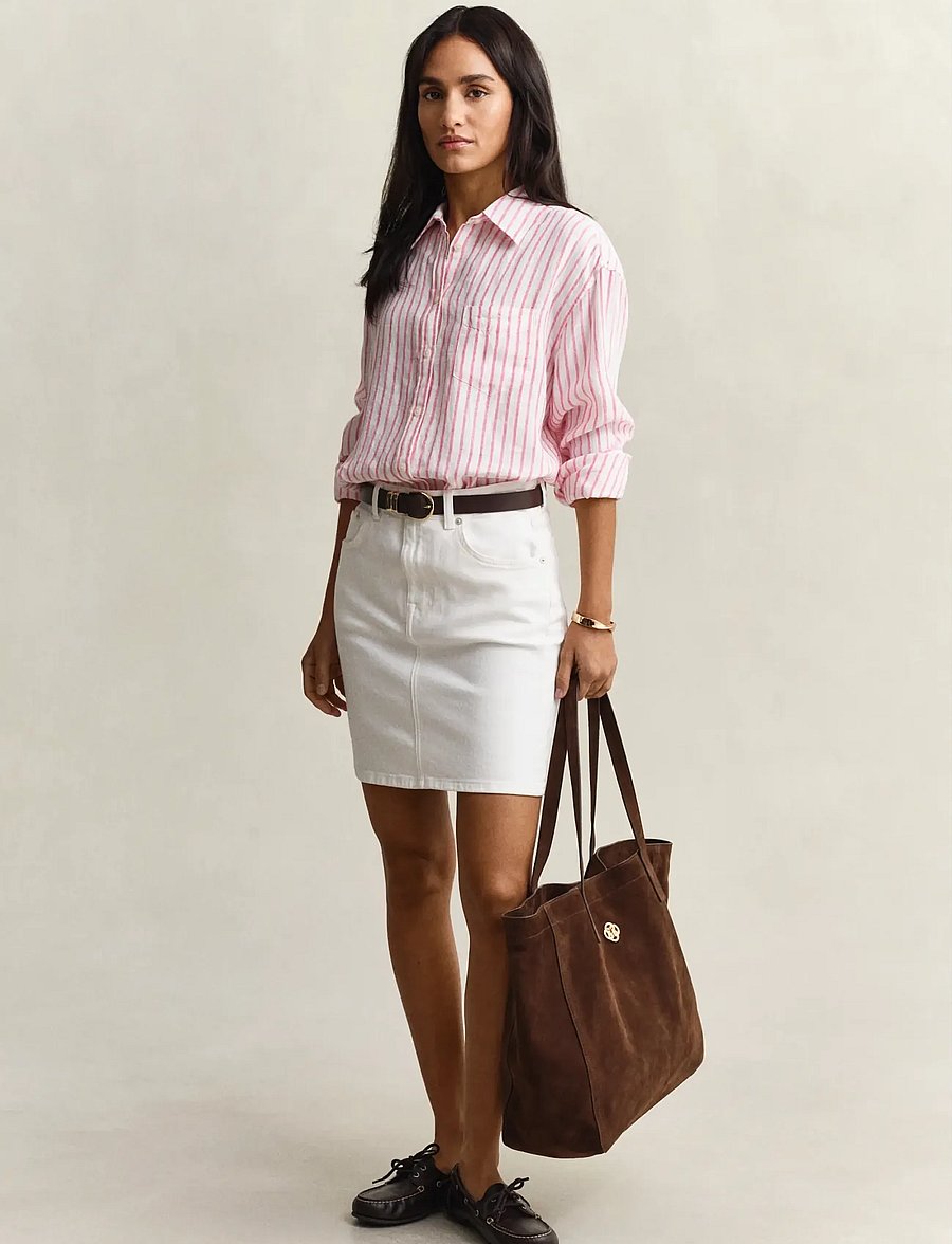 Gant - REL STRIPED LINEN LS SHIRT - chemises à manches longues - bright fuschia - 4