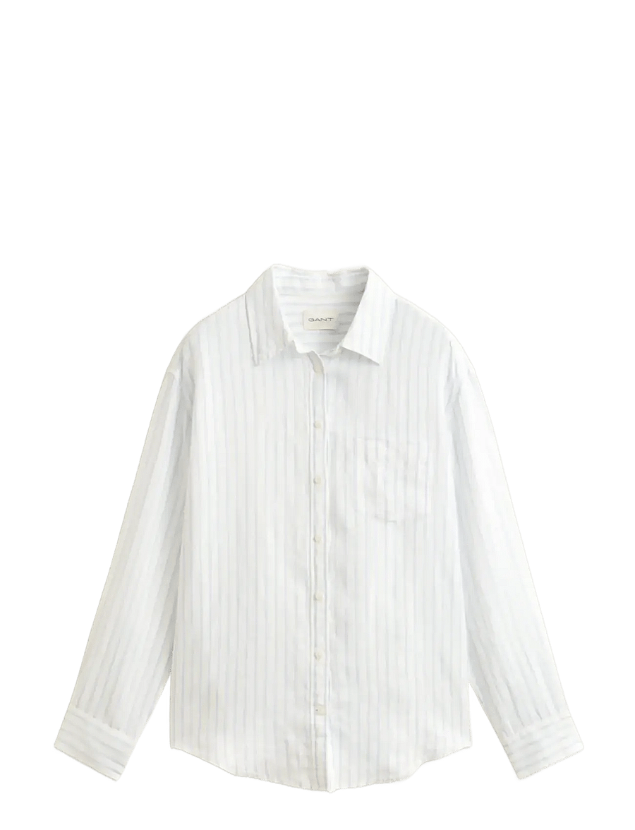 Gant - REL STRIPED LINEN LS SHIRT - langærmede skjorter - light blue - 1