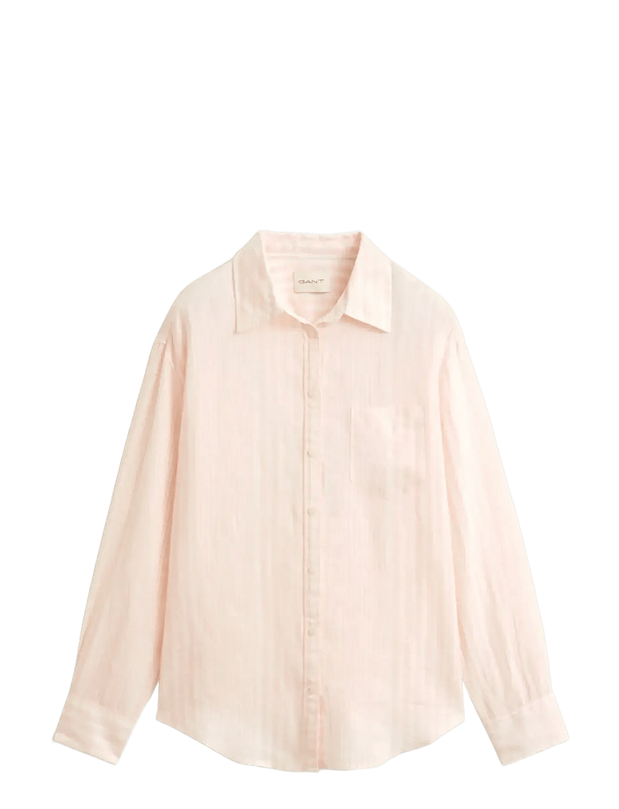 Gant - REL STRIPED LINEN LS SHIRT - langærmede skjorter - lilly pink - 1