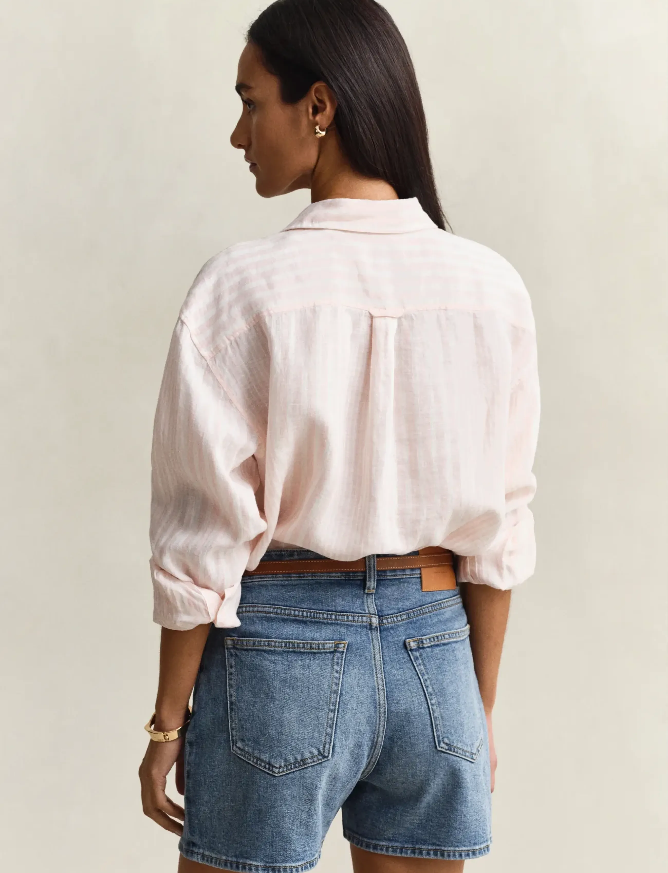 Gant - REL STRIPED LINEN LS SHIRT - langærmede skjorter - lilly pink - 2