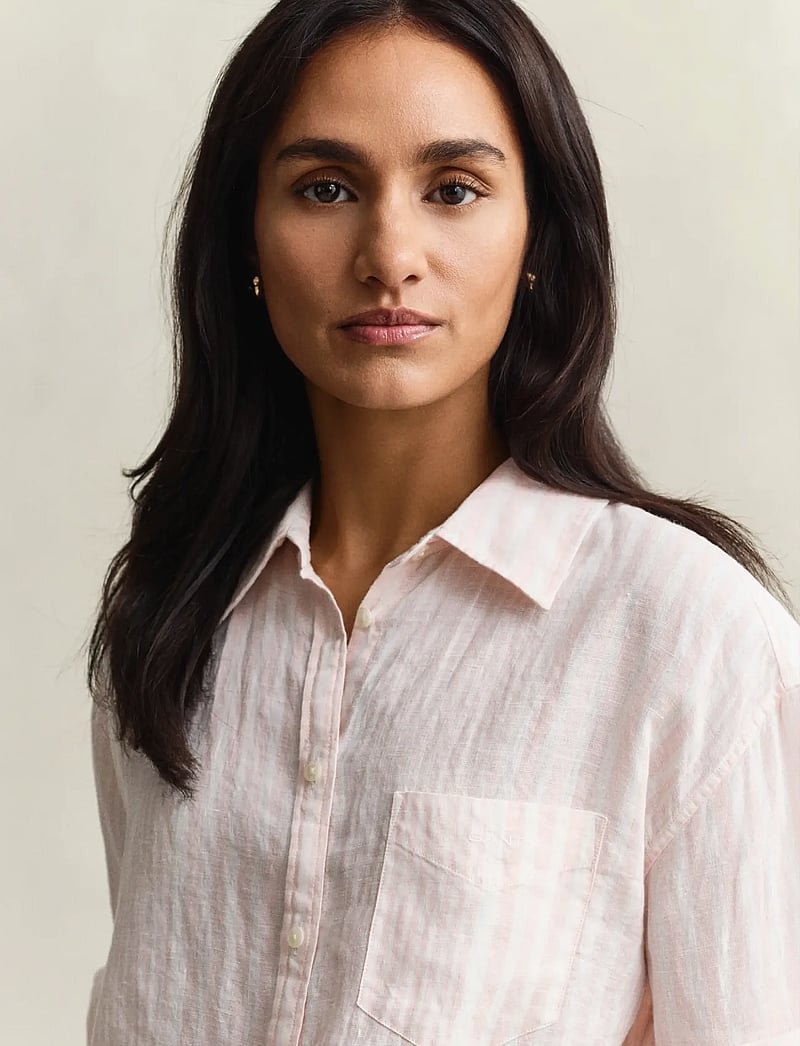 GANT - REL STRIPED LINEN LS SHIRT - langärmlige hemden - lilly pink - 3