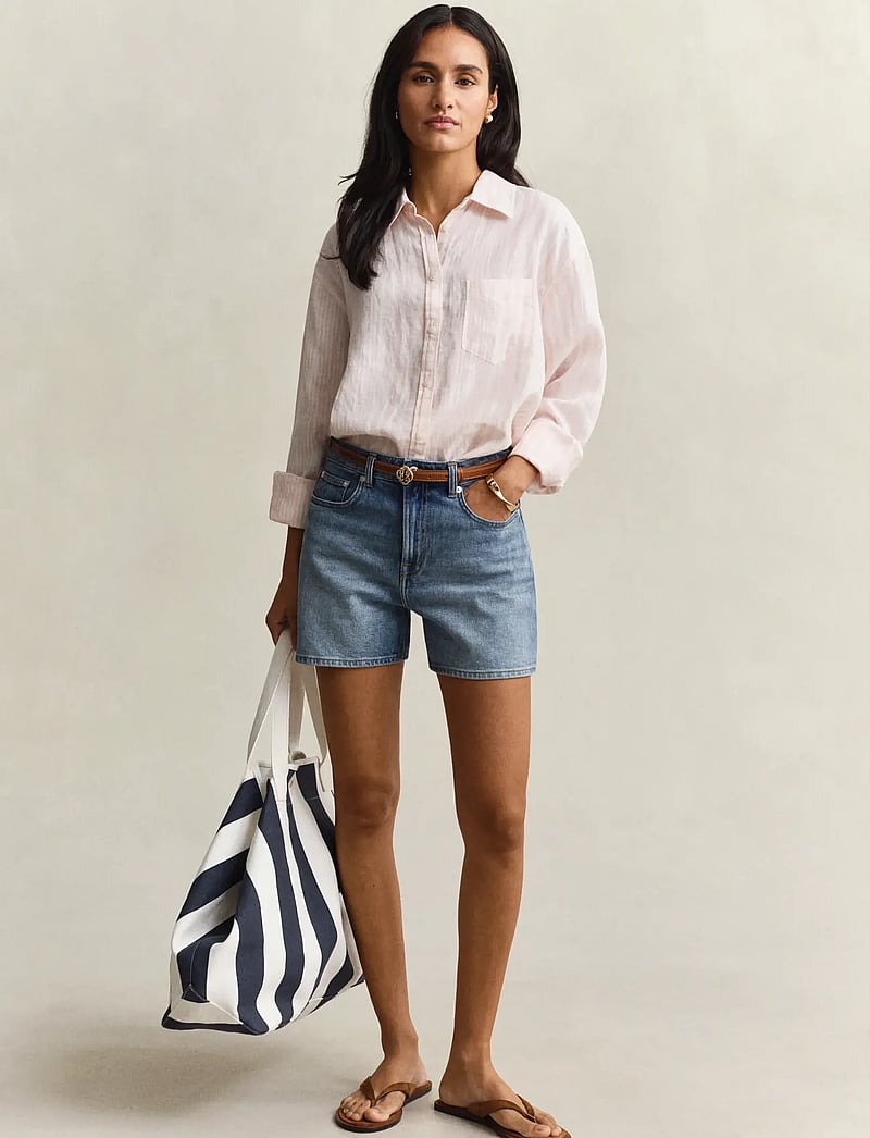 GANT - REL STRIPED LINEN LS SHIRT - langärmlige hemden - lilly pink - 4