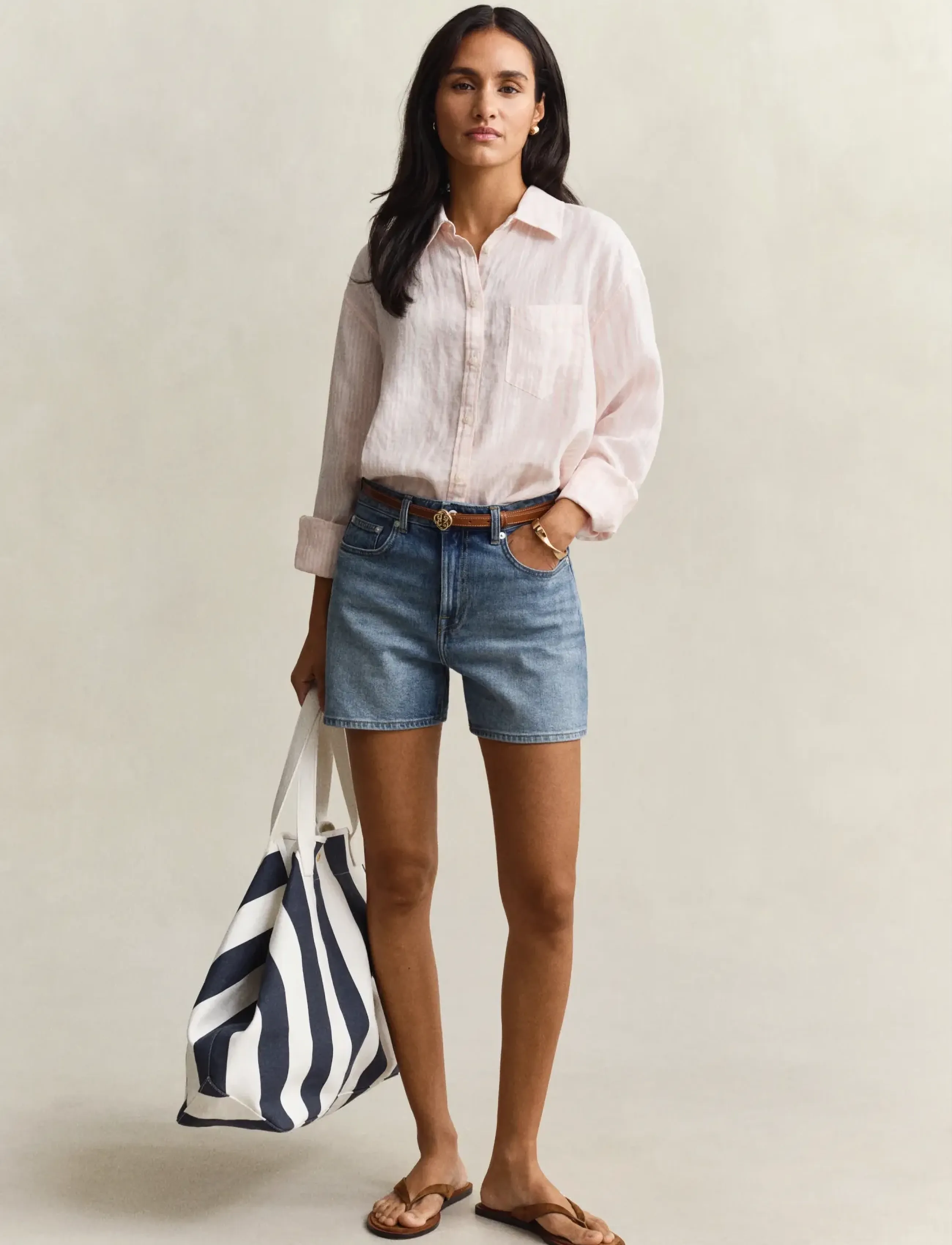 Gant - REL STRIPED LINEN LS SHIRT - langærmede skjorter - lilly pink - 4
