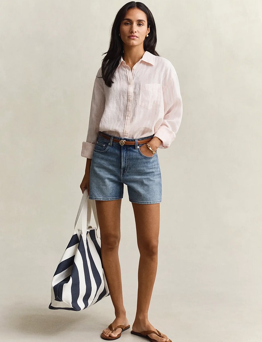 Gant - REL STRIPED LINEN LS SHIRT - langærmede skjorter - lilly pink - 4