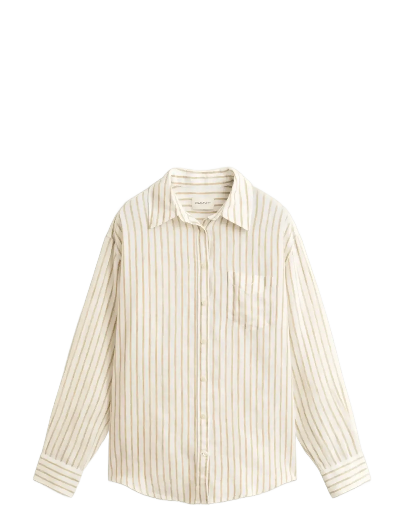 GANT REL STRIPED LINEN LS SHIRT - Riided - OAT BEIGE / beige