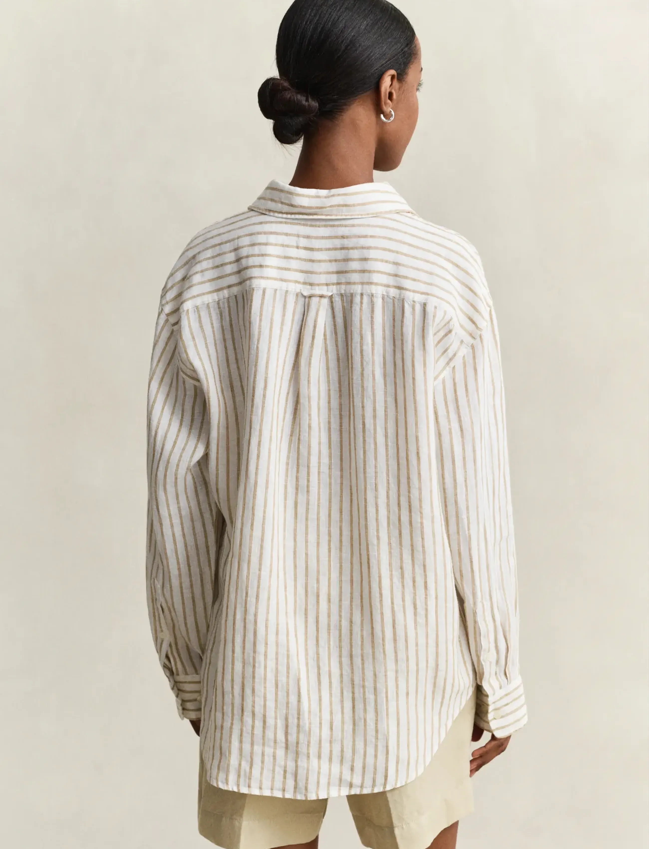Gant - REL STRIPED LINEN LS SHIRT - langærmede skjorter - oat beige - 2