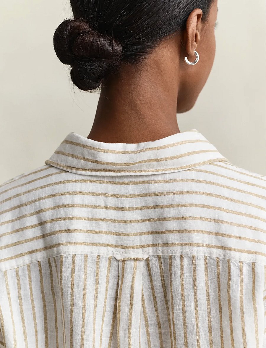 Gant - REL STRIPED LINEN LS SHIRT - langærmede skjorter - oat beige - 3