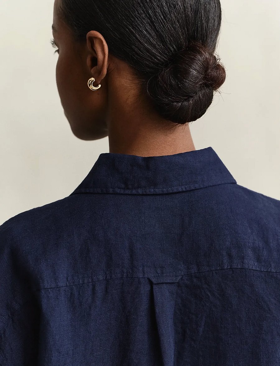 Gant - REL LINEN LS SHIRT - langärmlige hemden - evening blue - 4