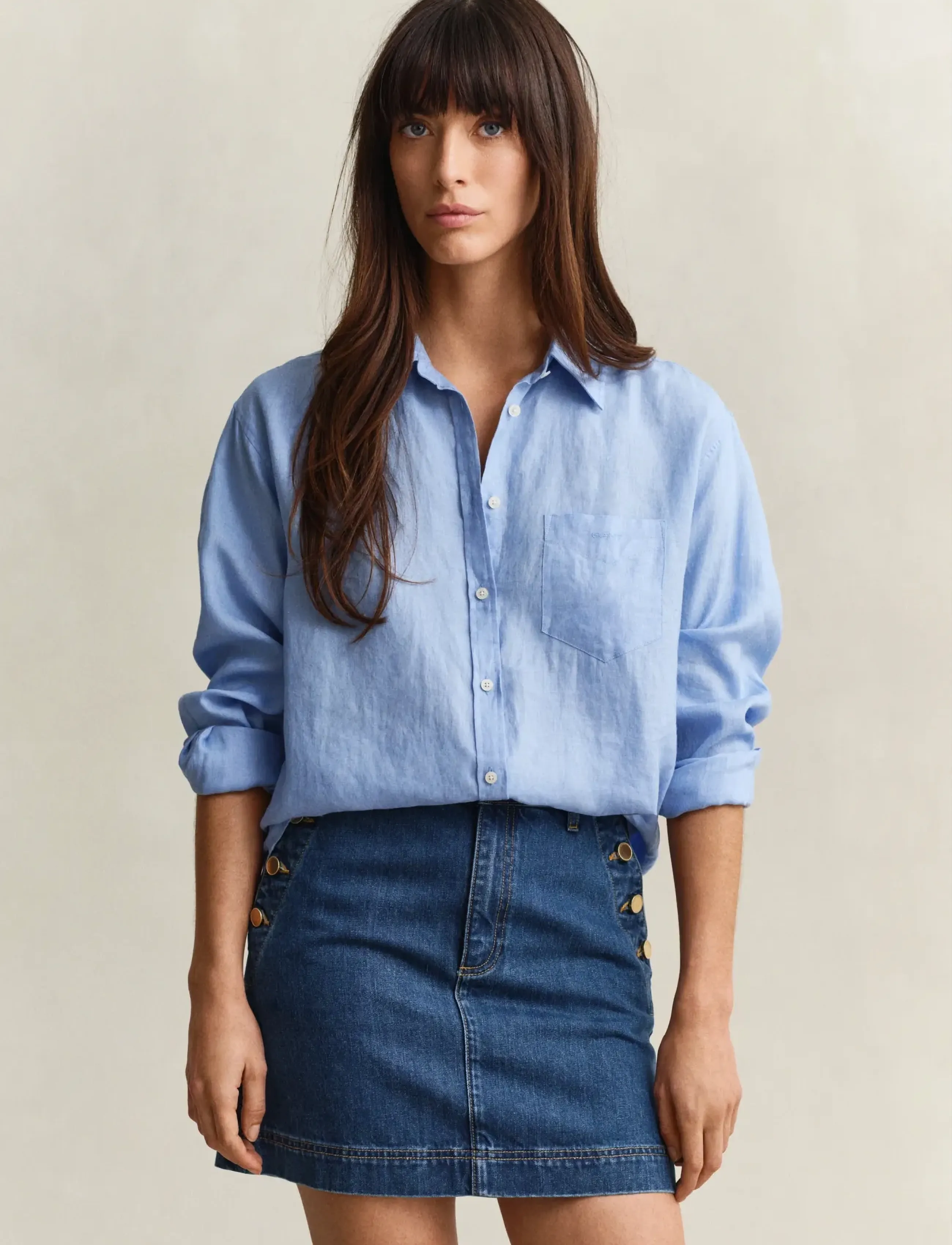 GANT REL LINEN LS SHIRT - Blūzes un krekli - HYDRANGEA BLUE / blue