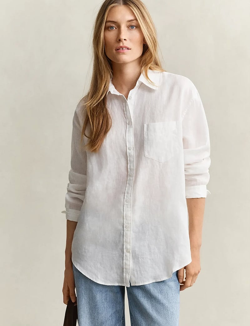 GANT - REL LINEN LS SHIRT - long-sleeved shirts - white - 0