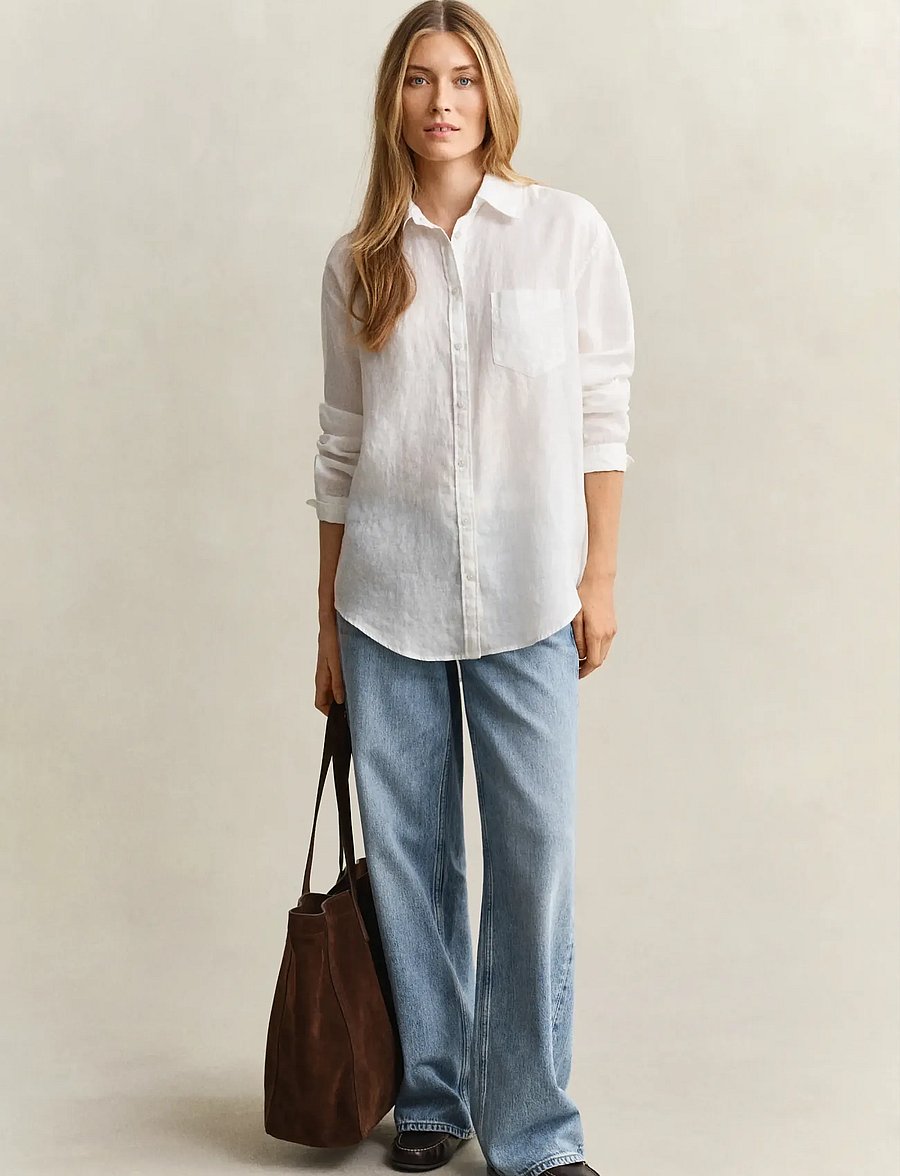Gant - REL LINEN LS SHIRT - langärmlige hemden - white - 3