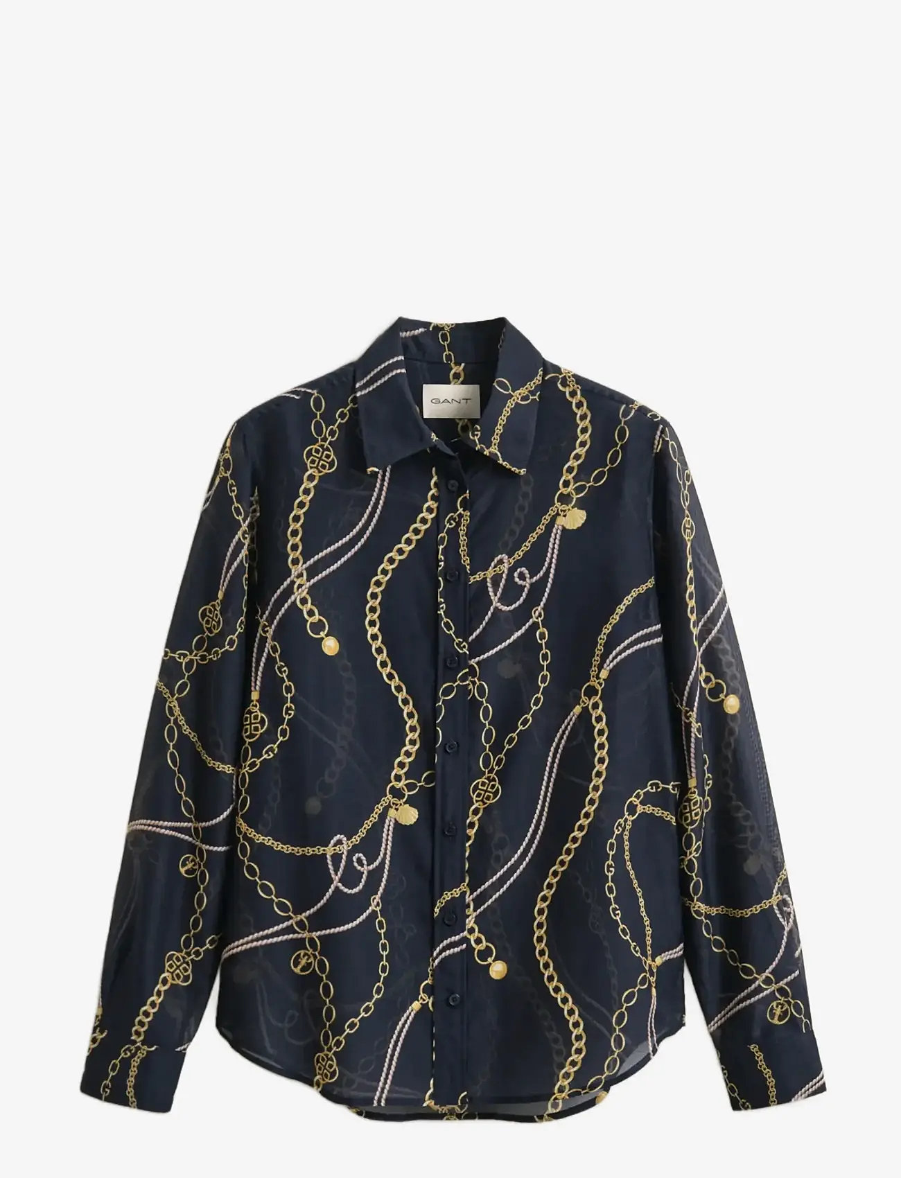 GANT - REG PRINTED CTN SILK LS SHIRT - langärmlige hemden - evening blue - 1