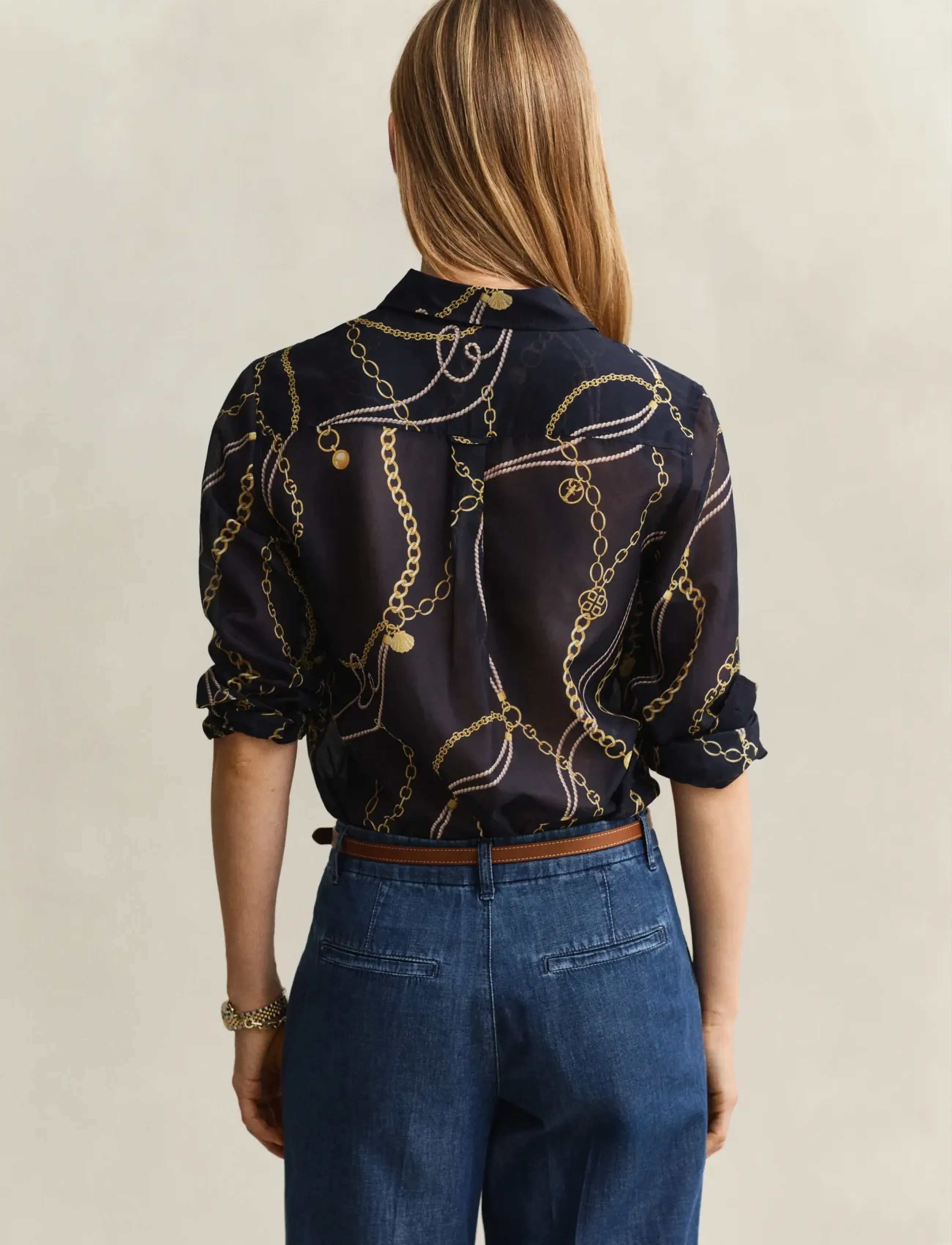 Gant - REG PRINTED CTN SILK LS SHIRT - langærmede skjorter - evening blue - 2