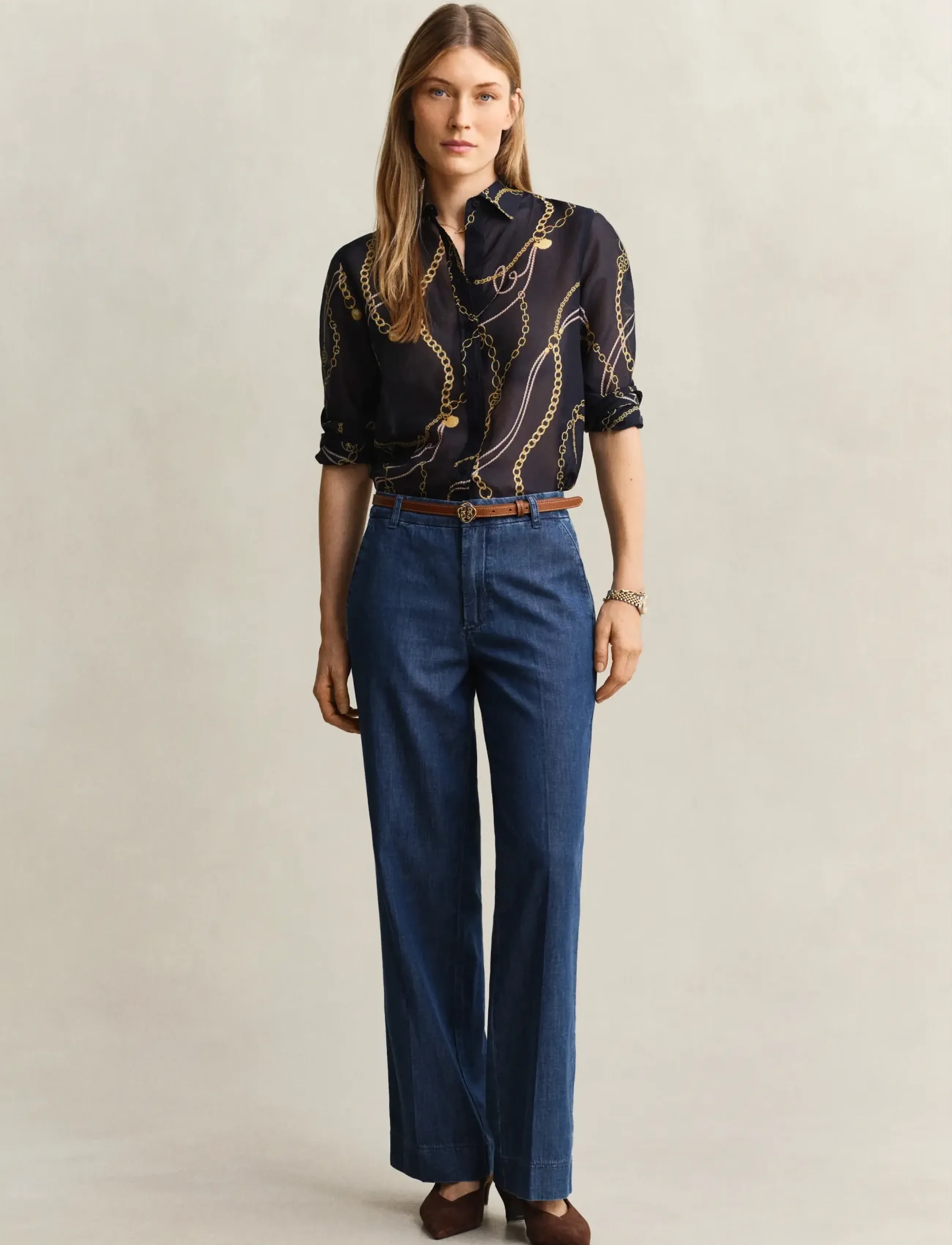 Gant - REG PRINTED CTN SILK LS SHIRT - langærmede skjorter - evening blue - 3