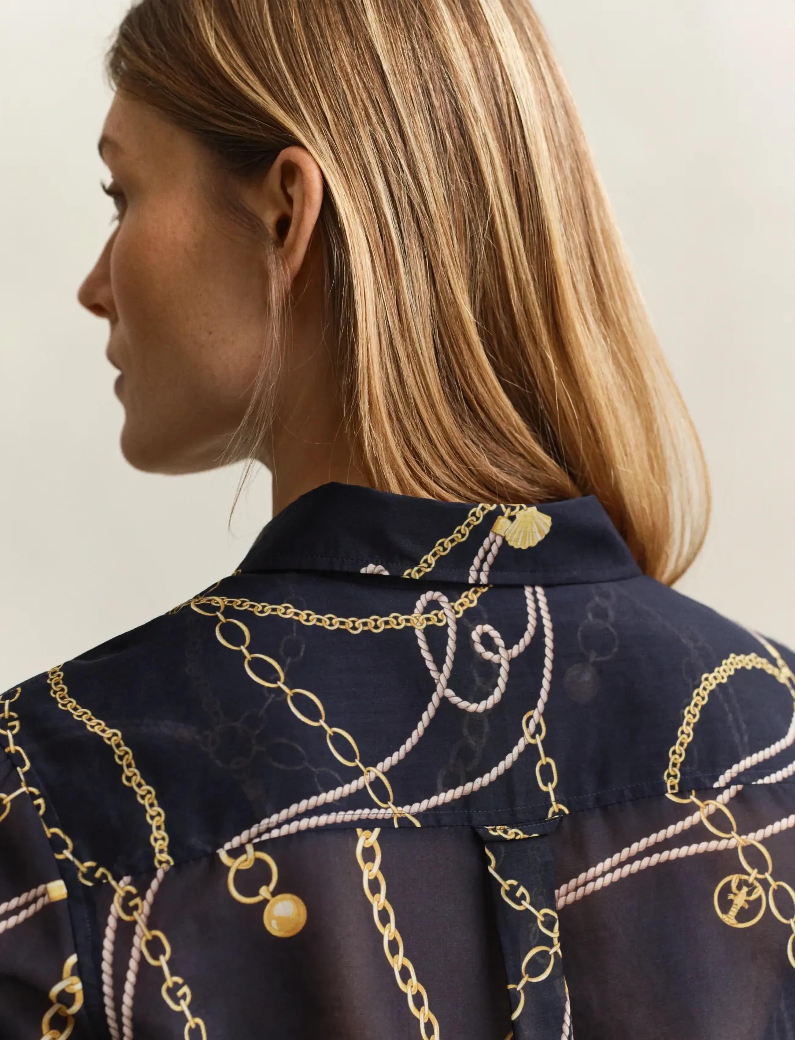 Gant - REG PRINTED CTN SILK LS SHIRT - langærmede skjorter - evening blue - 4