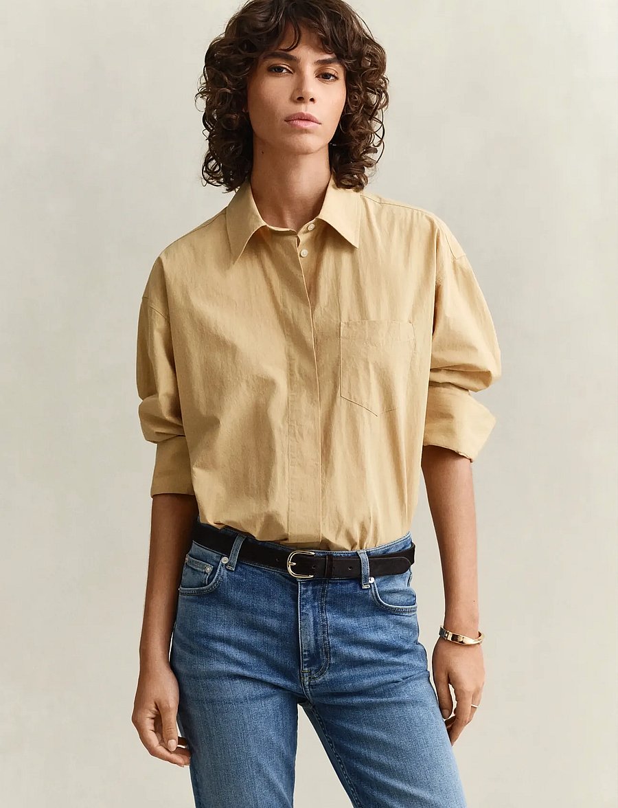 Gant - REL POPLIN LS SHIRT - langærmede skjorter - warm beige - 0