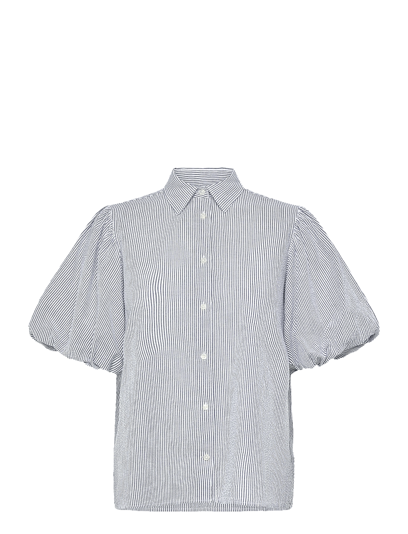 GANT - SEERSUCKER PUFF SLEEVE BLOUSE - short-sleeved blouses - evening blue - 0