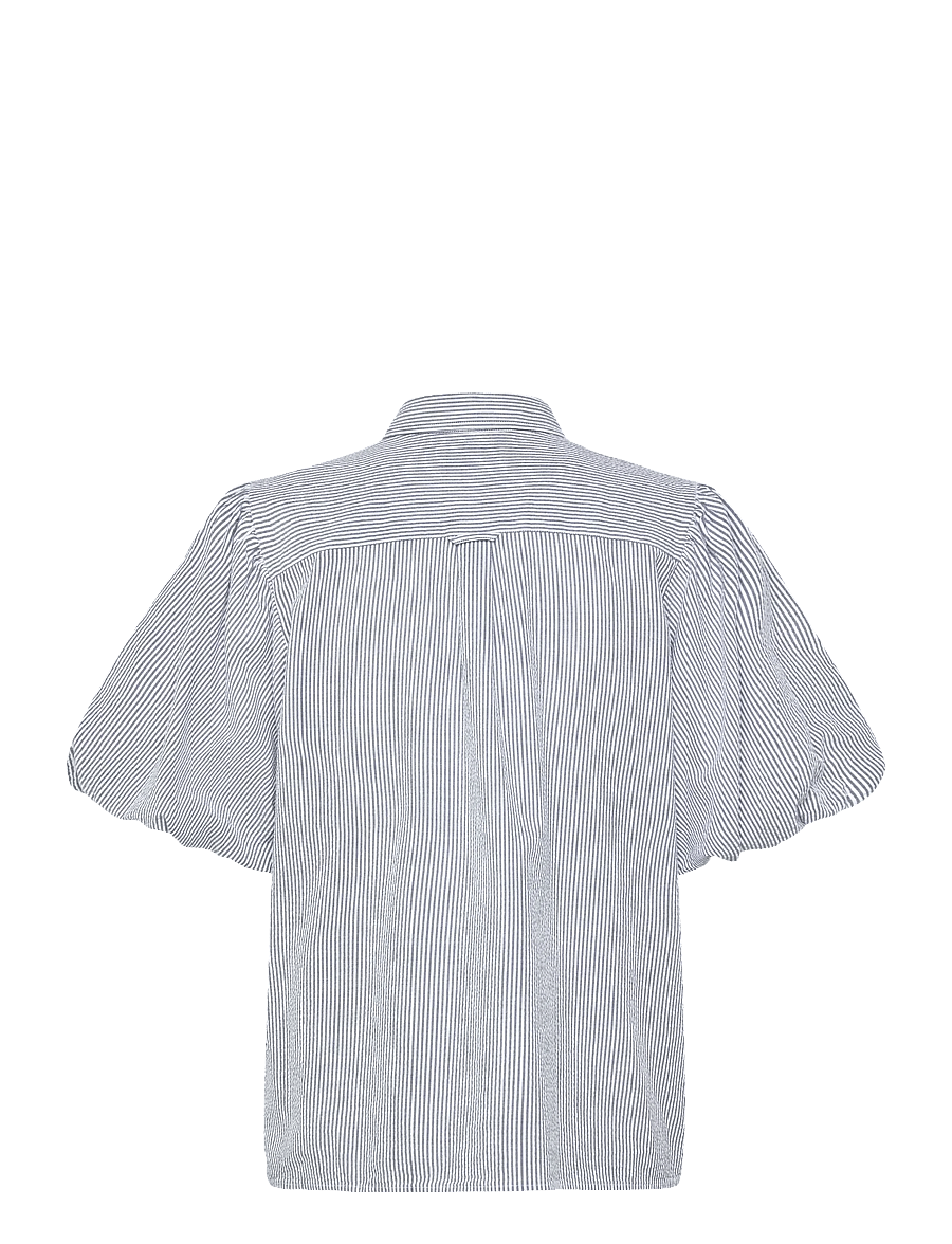 Gant - SEERSUCKER PUFF SLEEVE BLOUSE - kurzärmelige blusen - evening blue - 2