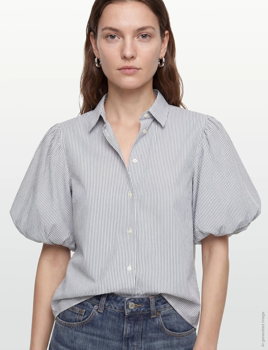 Gant - SEERSUCKER PUFF SLEEVE BLOUSE - kurzärmelige blusen - evening blue - 3