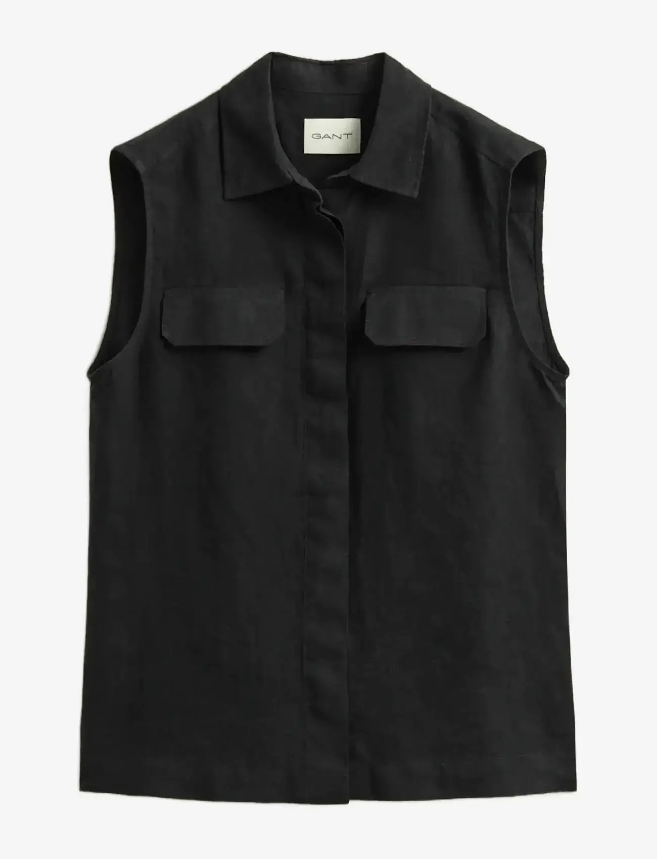 GANT - LINEN SLEEVELESS SHIRT - varrukateta pluusid - black - 1