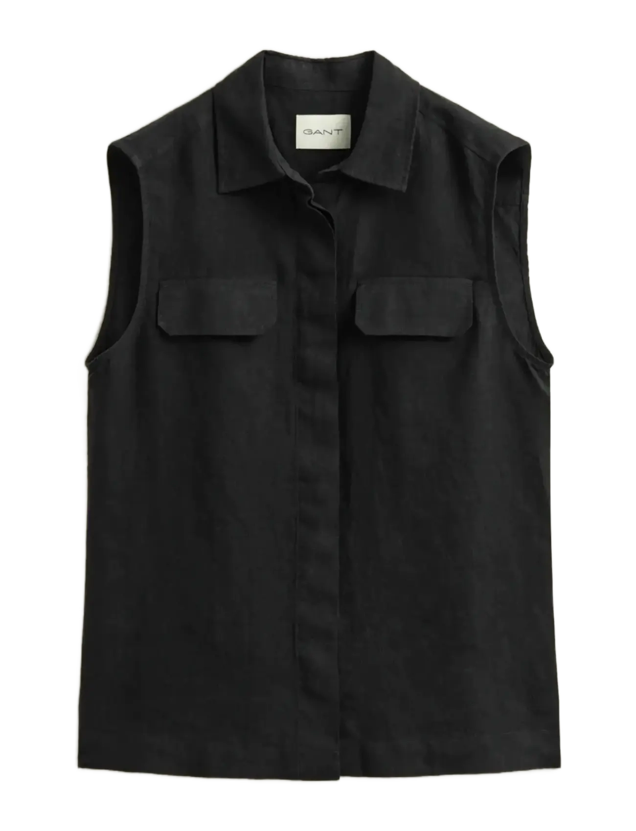 GANT LINEN SLEEVELESS SHIRT - Kläder - BLACK / black