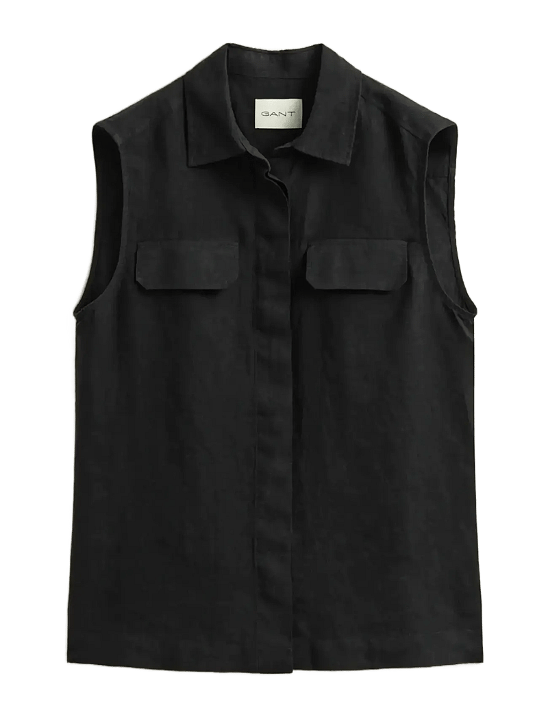 GANT - LINEN SLEEVELESS SHIRT - varrukateta pluusid - black - 1