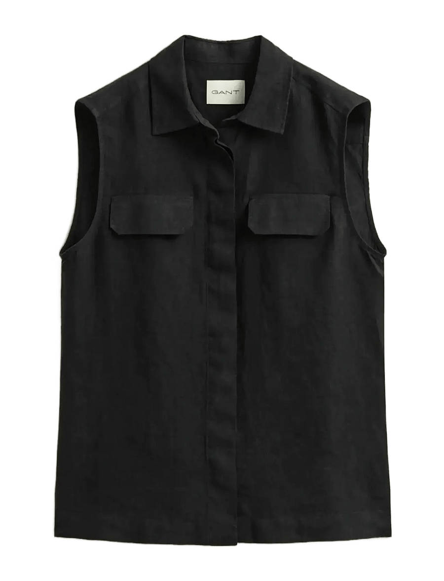 Gant - LINEN SLEEVELESS SHIRT - Ærmeløse bluser - black - 1