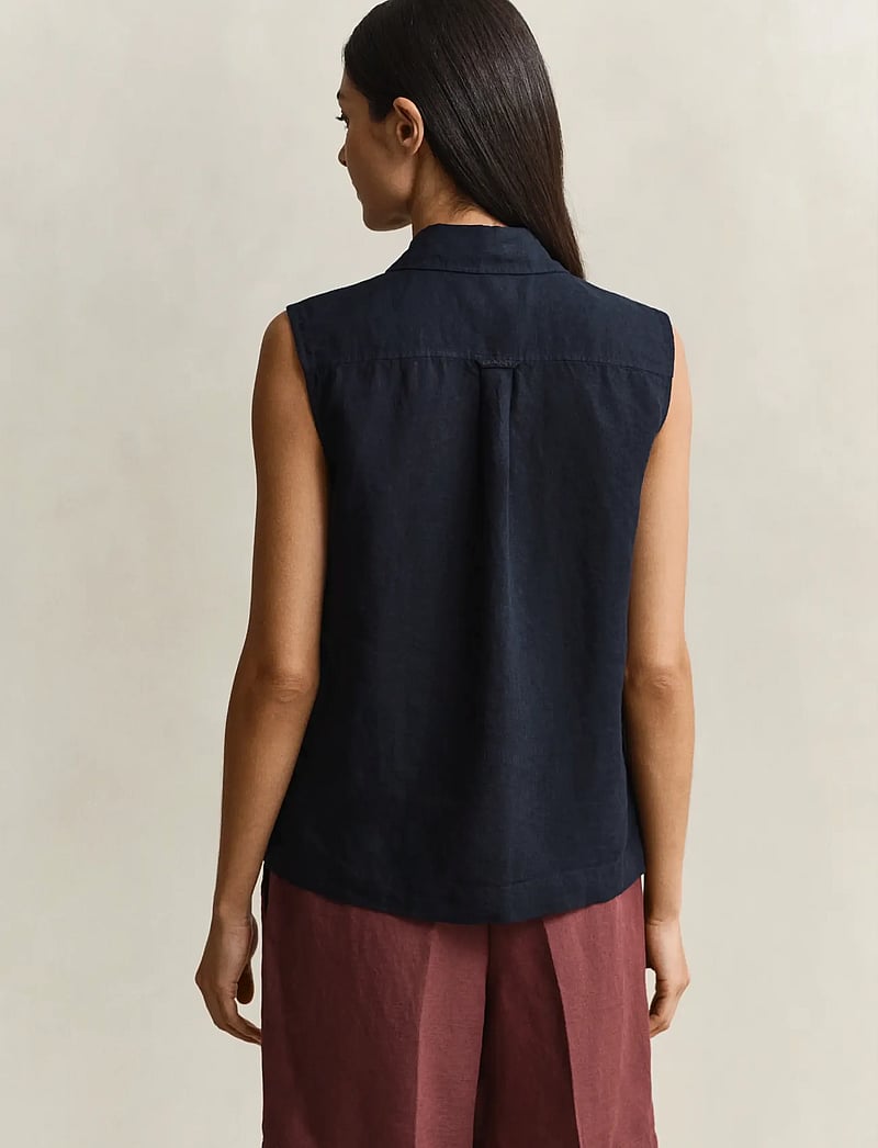 GANT - LINEN SLEEVELESS SHIRT - varrukateta pluusid - black - 2