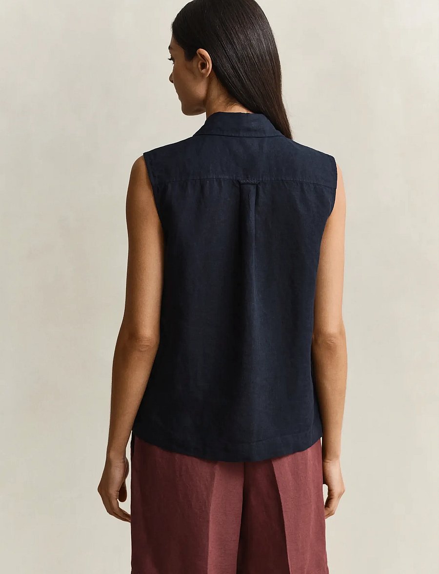 Gant - LINEN SLEEVELESS SHIRT - Ærmeløse bluser - black - 2