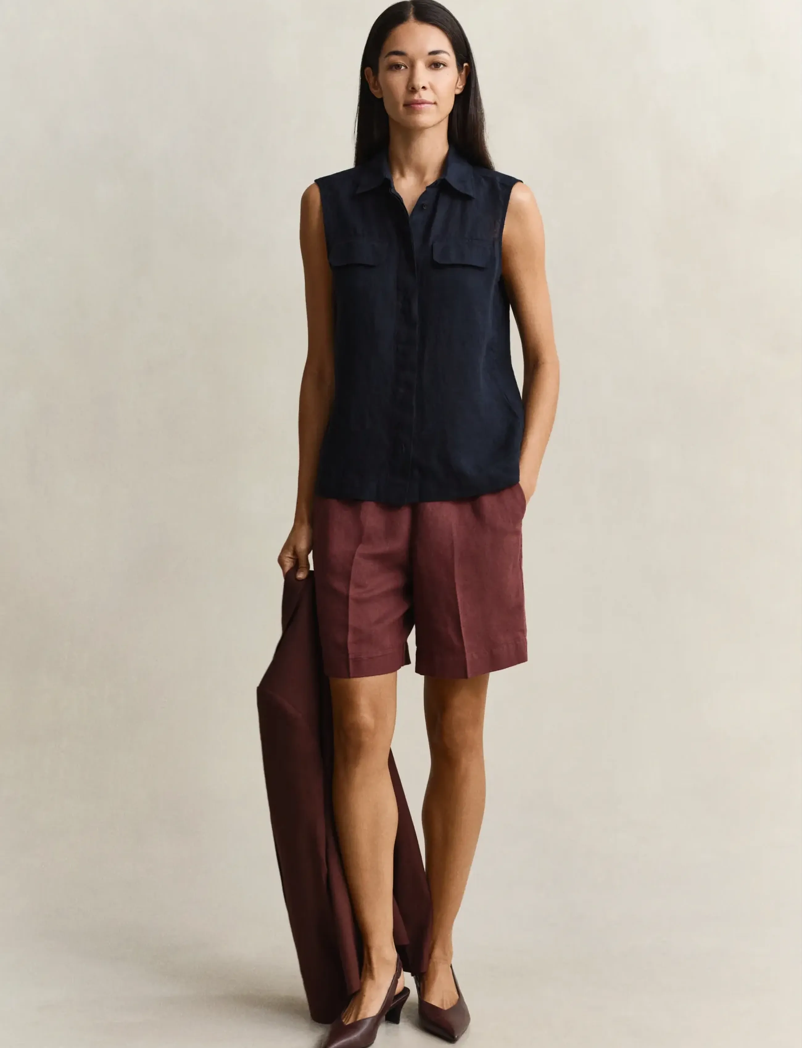 Gant - LINEN SLEEVELESS SHIRT - Ærmeløse bluser - black - 4