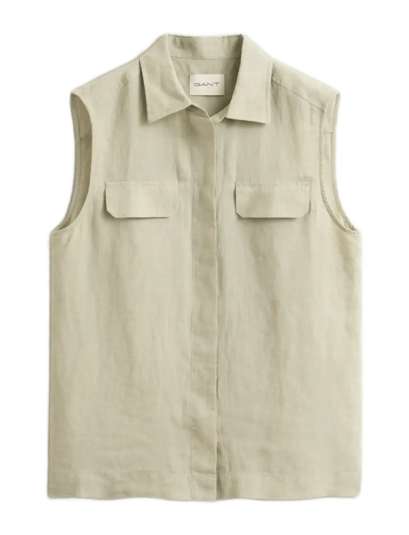 GANT LINEN SLEEVELESS SHIRT - Uus - COUNTRY BEIGE / beige