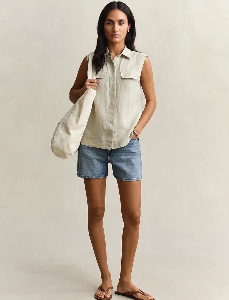 GANT - LINEN SLEEVELESS SHIRT - Ærmeløse bluser - country beige - 4