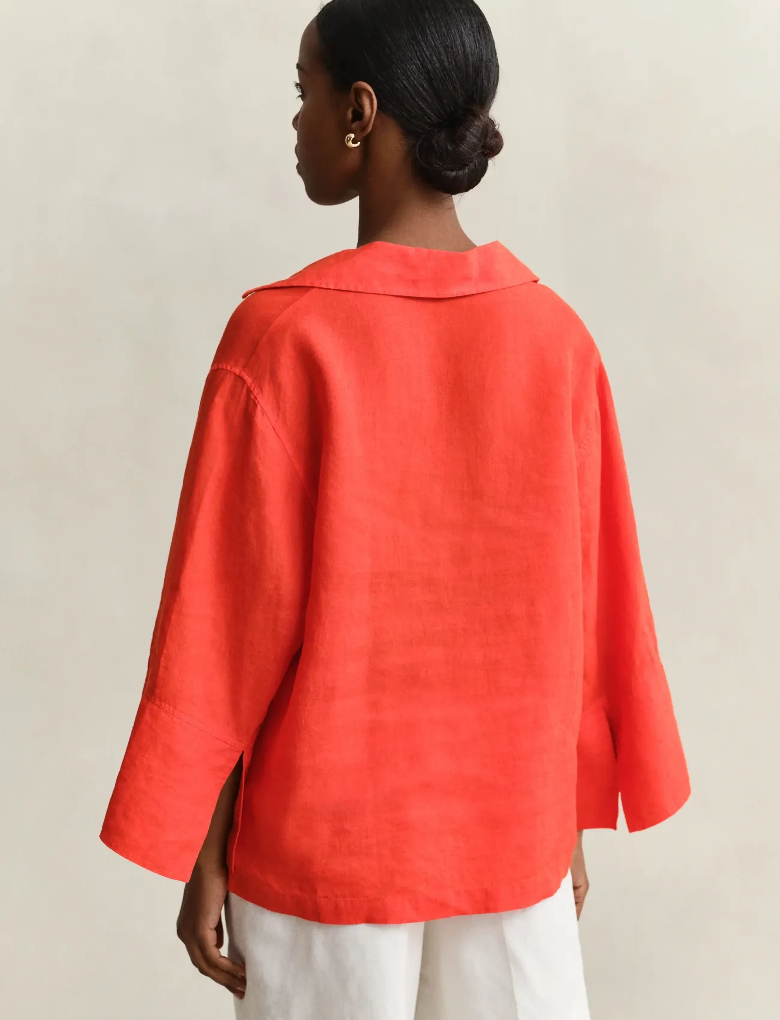 Gant - REL LINEN POPOVER SHIRT - langærmede bluser - perfect red - 2