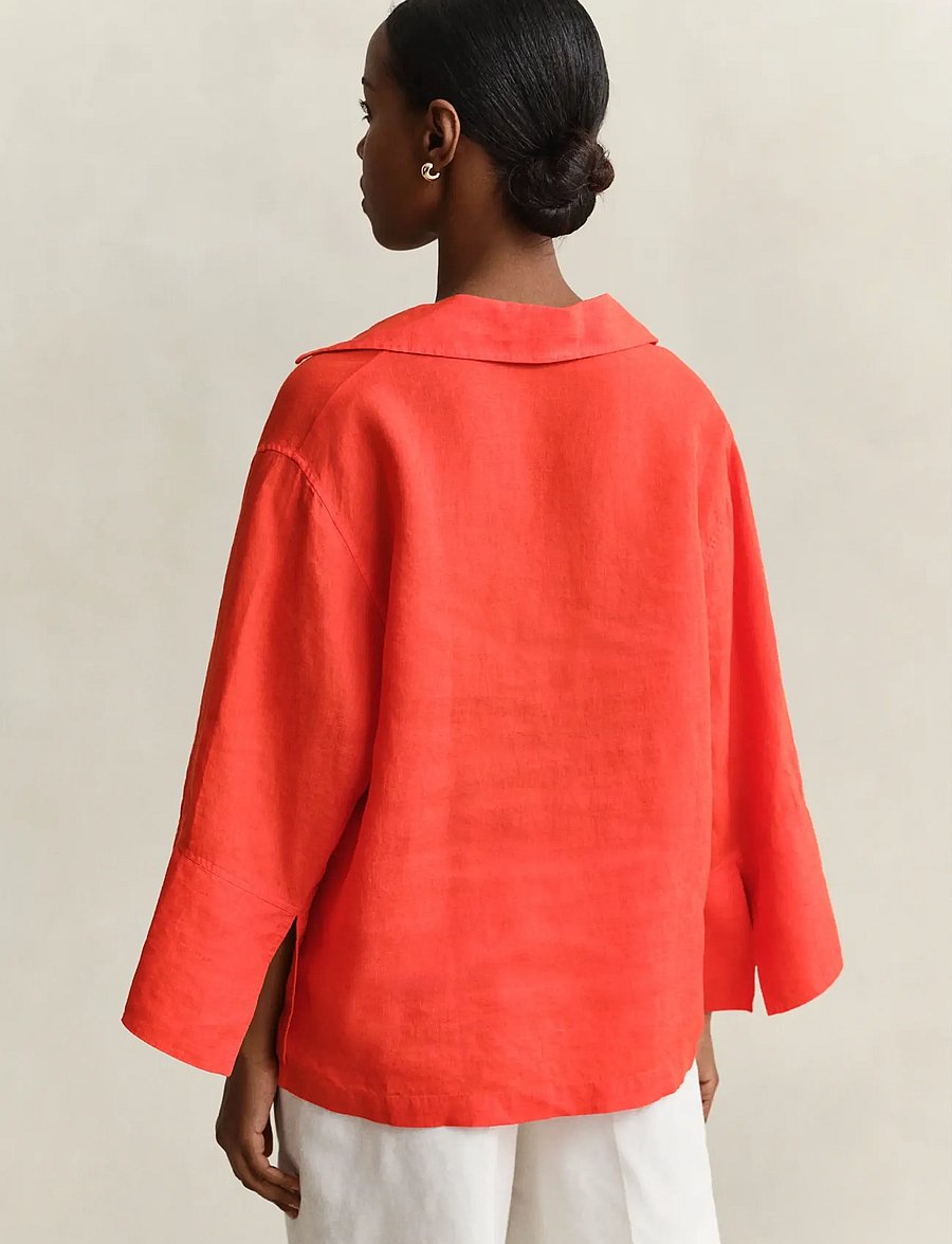 Gant - REL LINEN POPOVER SHIRT - langærmede bluser - perfect red - 2