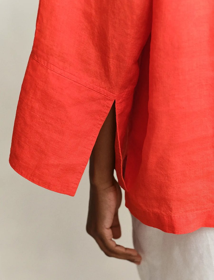 Gant - REL LINEN POPOVER SHIRT - langærmede bluser - perfect red - 3