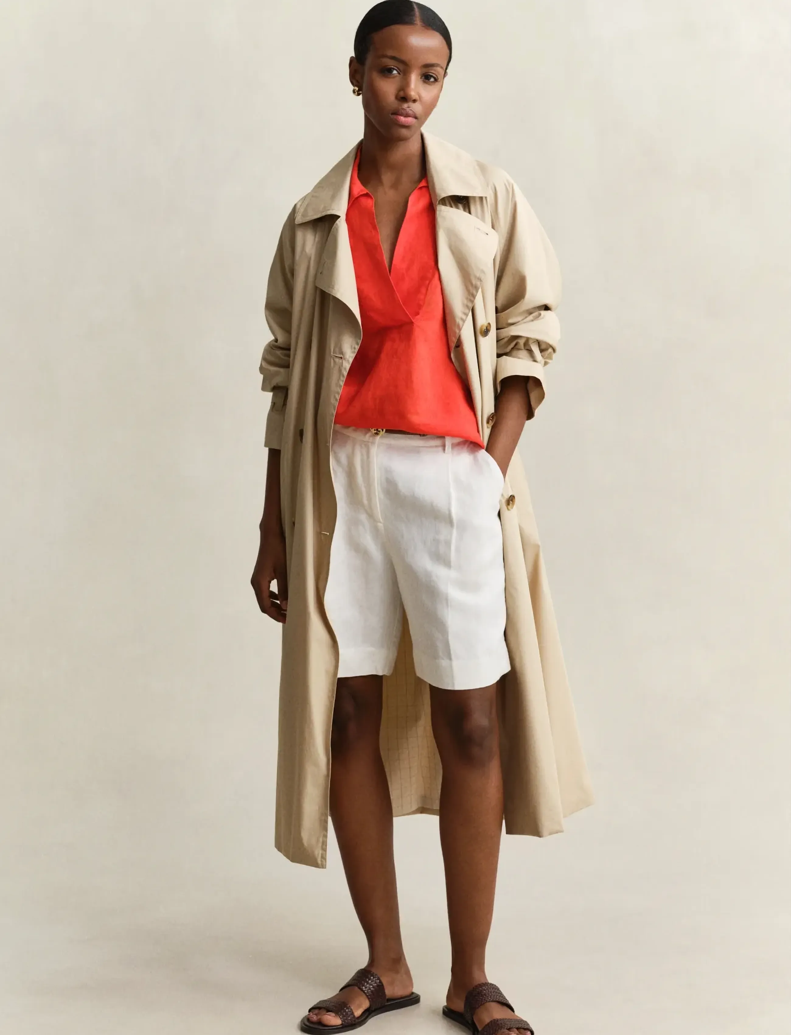 Gant - REL LINEN POPOVER SHIRT - langærmede bluser - perfect red - 4