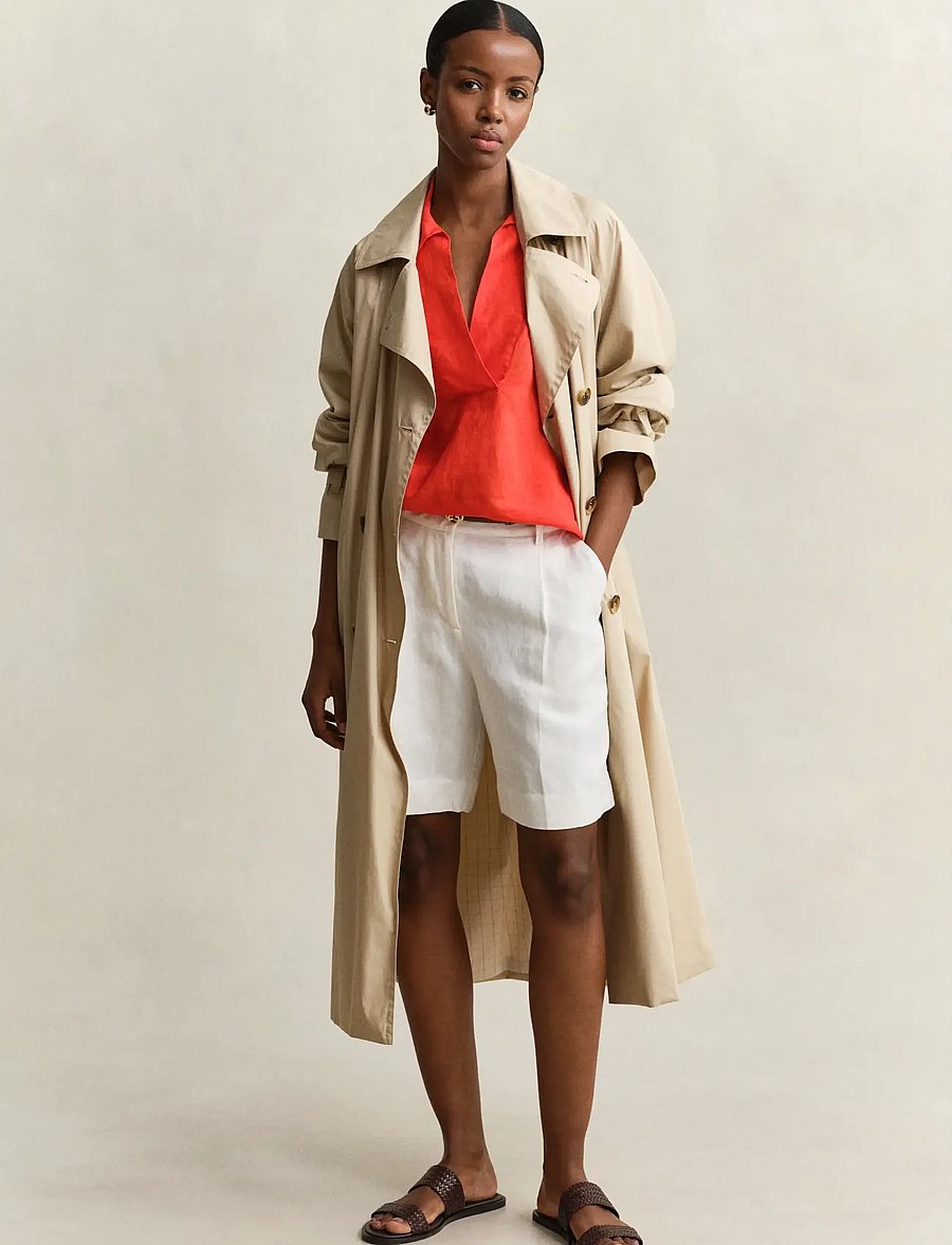 Gant - REL LINEN POPOVER SHIRT - langærmede bluser - perfect red - 4
