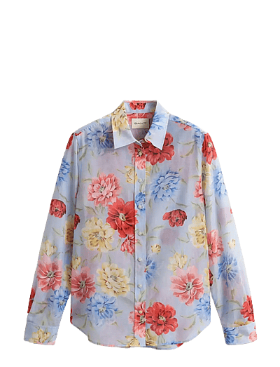 Gant REG FLORAL PRINT CTN SILK LS SHIRT - Pikkade varrukatega särgid - LIGHT BLUE / multi