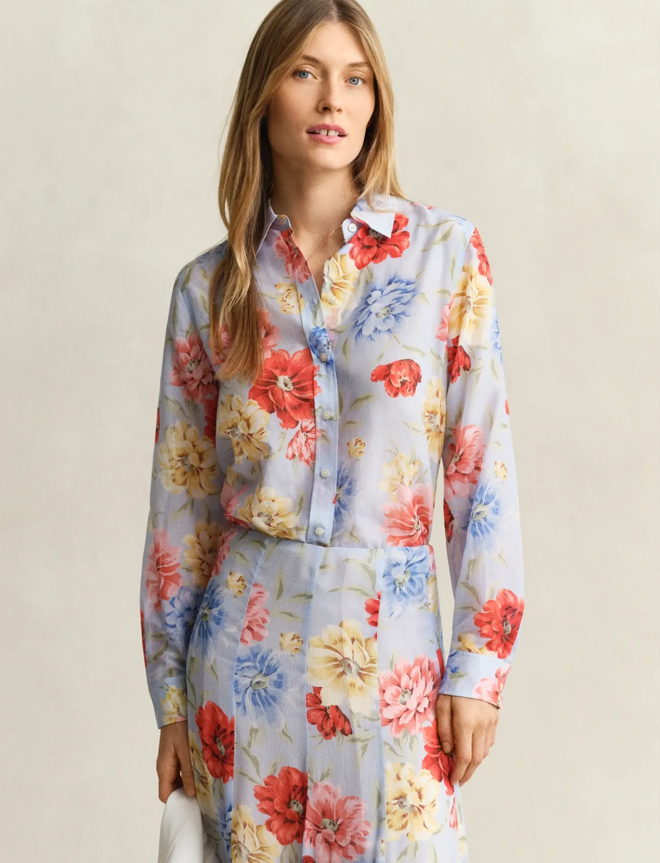 Gant Reg Floral Print Ctn Silk Ls Shirt, 34, Shirts, Mehrfarbig/gemustert - Long-sleeved, Frauen