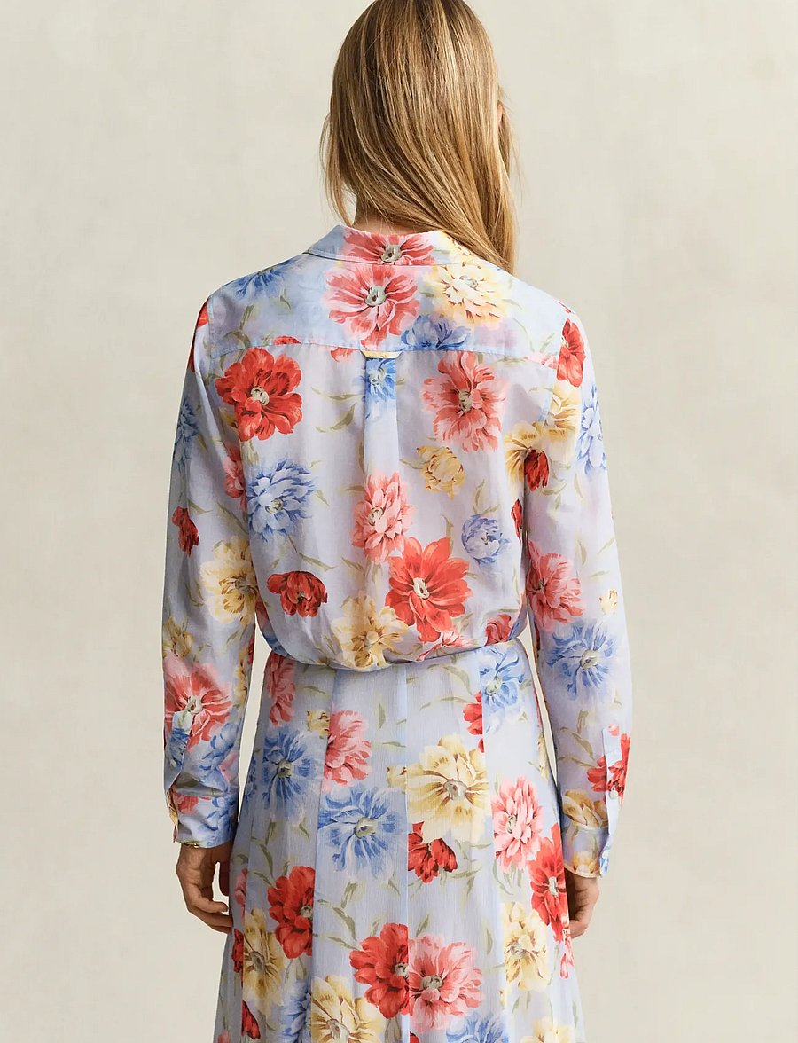 Gant - REG FLORAL PRINT CTN SILK LS SHIRT - langärmlige hemden - light blue - 2