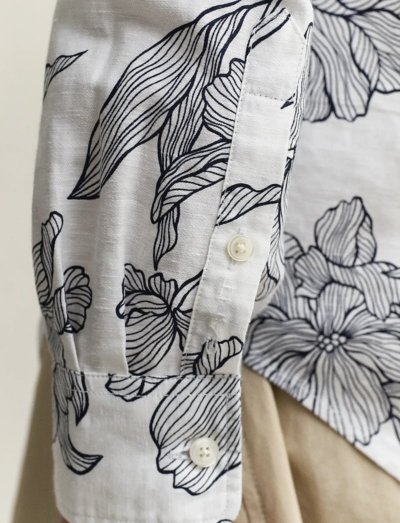 GANT - REG FLORAL PRINT LINEN SHIRT - long-sleeved shirts - evening blue - 3