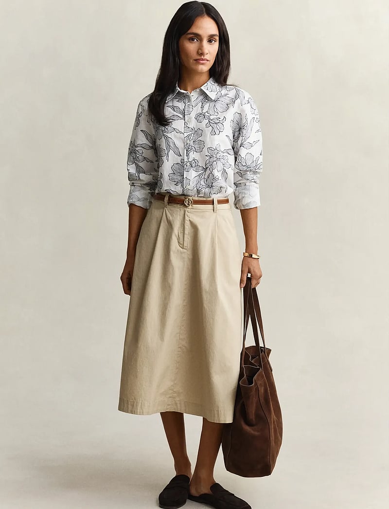 GANT - REG FLORAL PRINT LINEN SHIRT - long-sleeved shirts - evening blue - 4