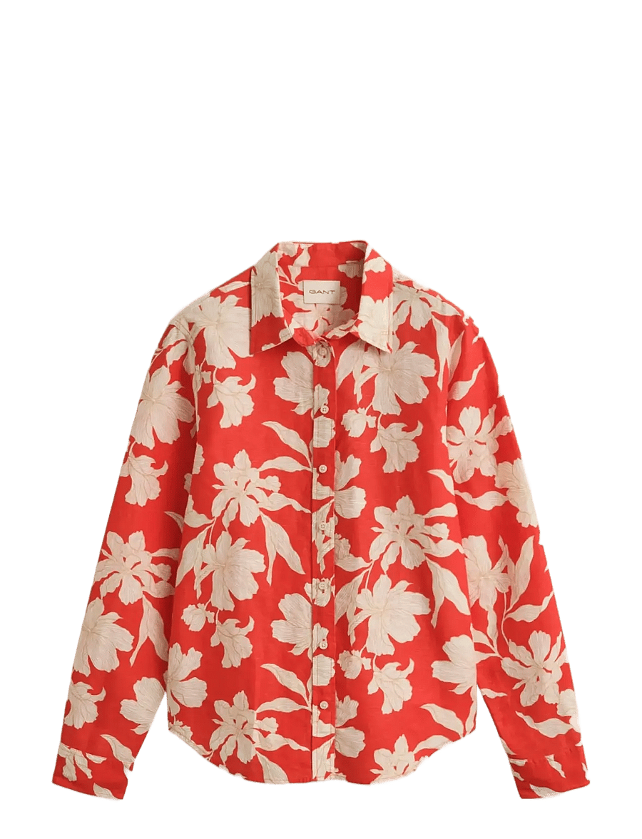 Gant - REG FLORAL PRINT LINEN SHIRT - perfect red - 1