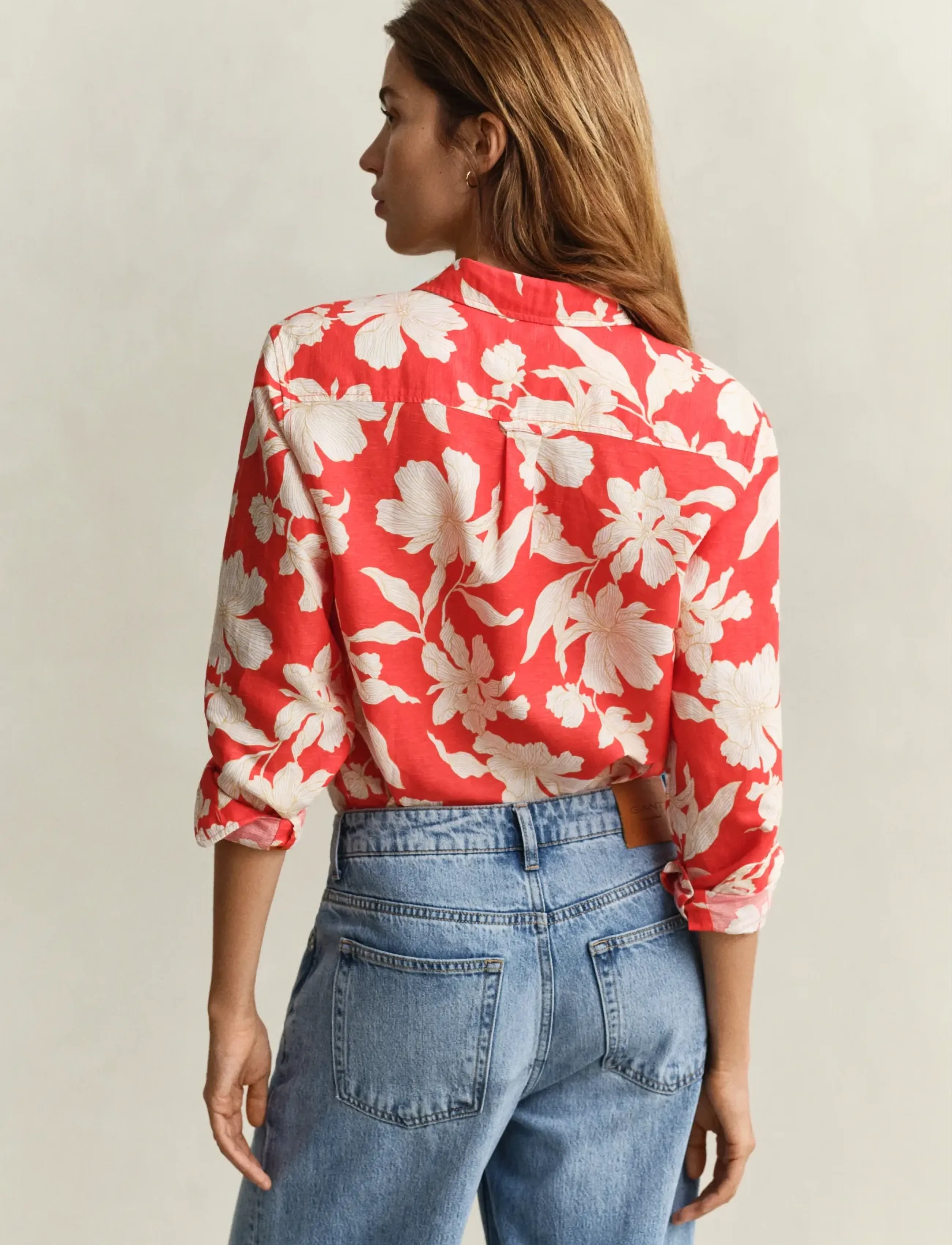 Gant - REG FLORAL PRINT LINEN SHIRT - perfect red - 2